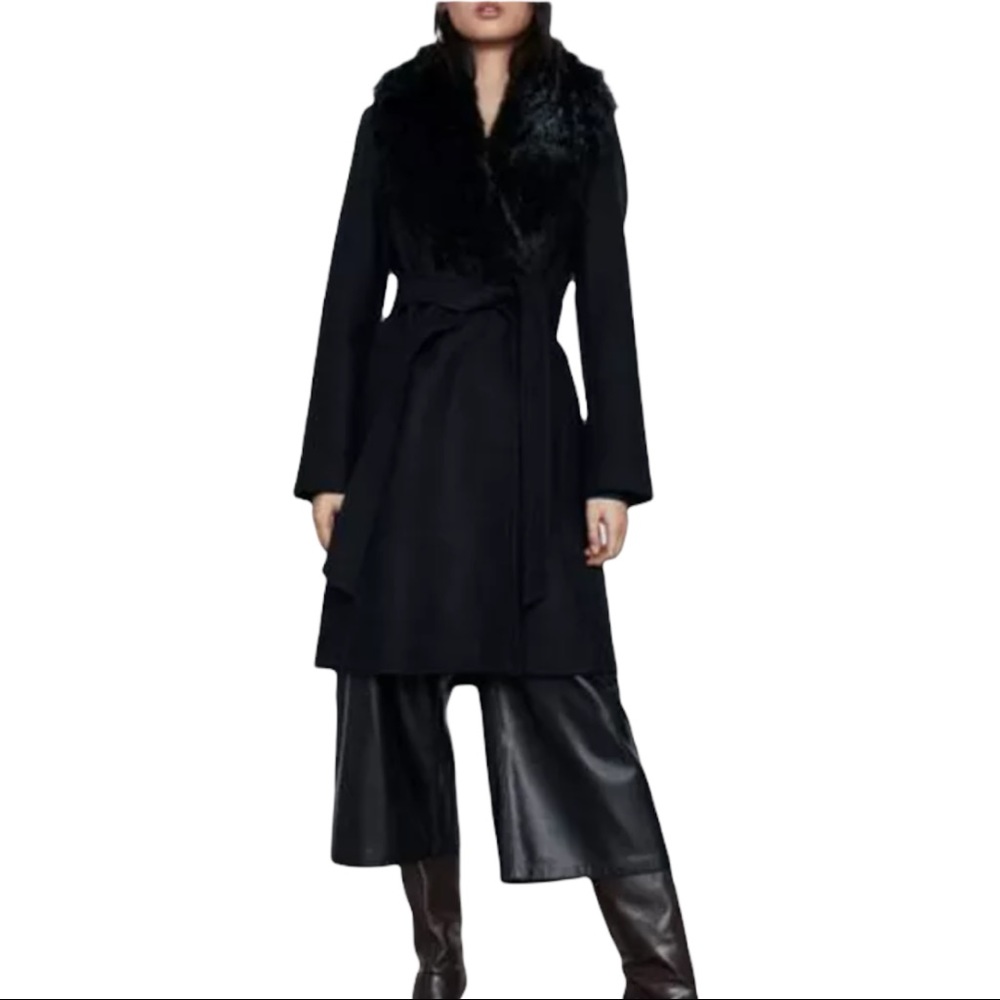 Zara • Manteco Wool Faux Fur Collar Coat